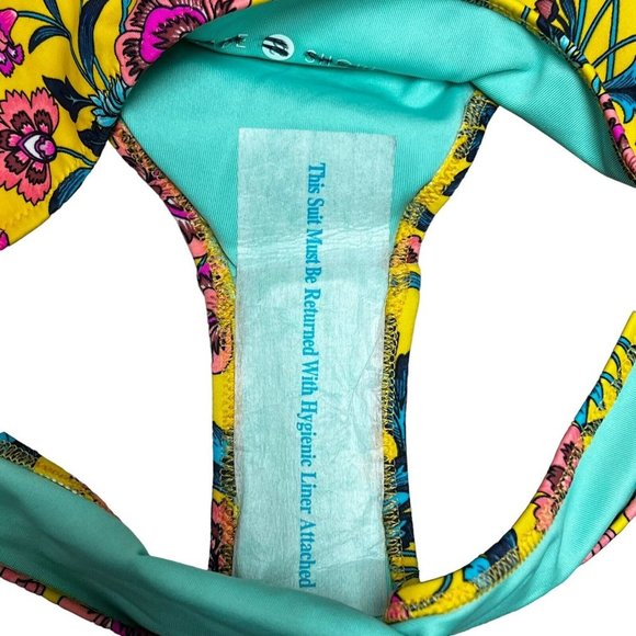 New Shade & Shore Bikini Bottoms XS Yellow Floral Swim Bottoms X-Small NWOT - Picture 6 of 7